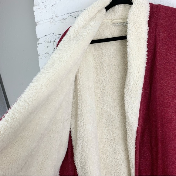 L.L. Bean 1912 Sherpa Fleece Lined Fuzzy Fur Open Front Cardigan Jacket 2X Plus - Picture 8 of 14